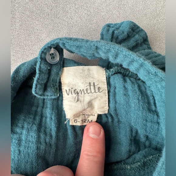 Boutique - Vignette Teal Romper (straps cross in back) - Picture 3 of 3